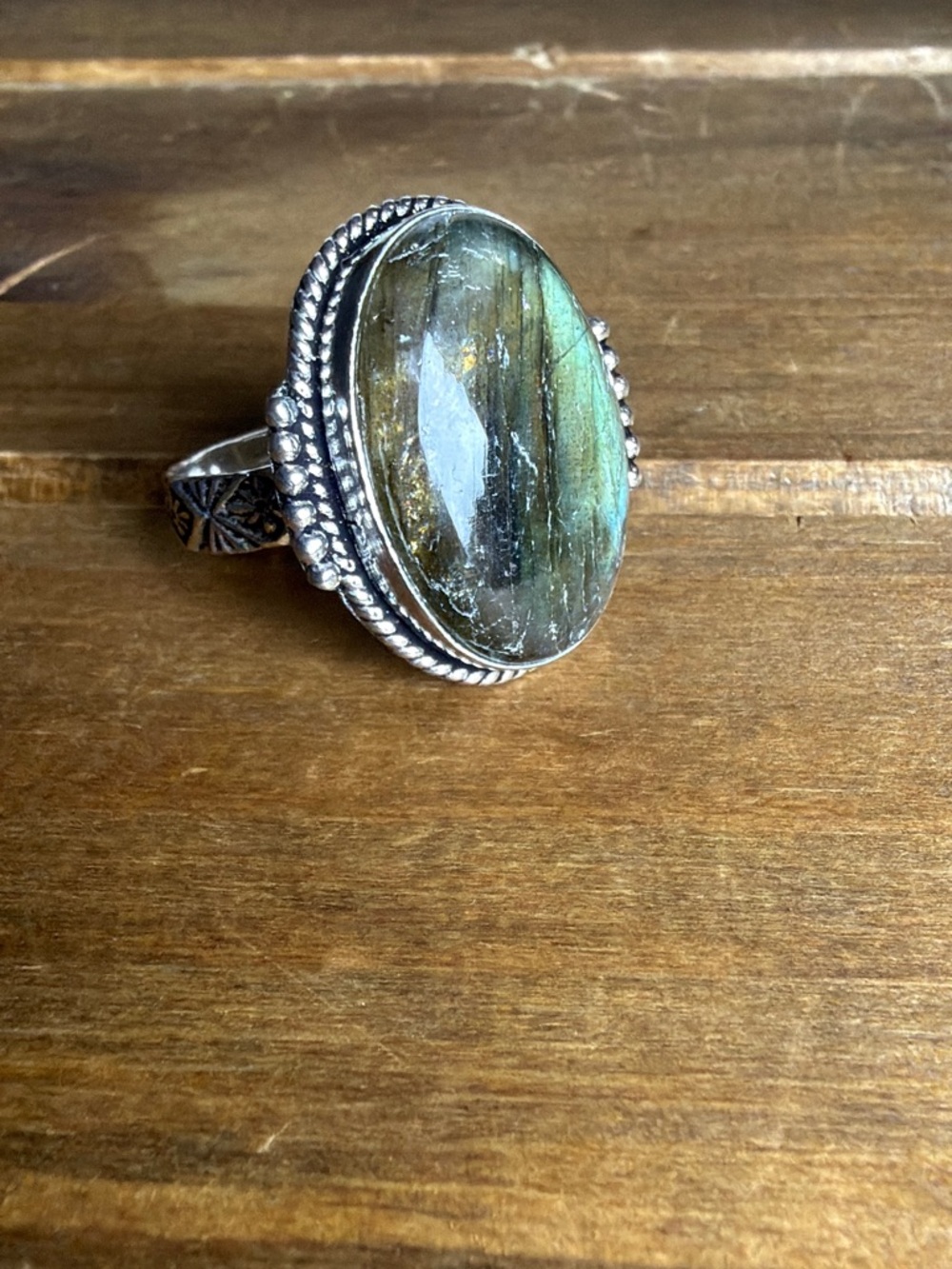 Bohemian Vintage Women Jewelry Gemstone Labradorite Ring Size 9 Silver 925 Boho - Picture 3 of 4